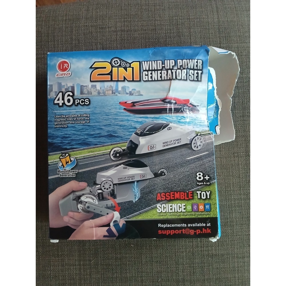 2in1 Race Car and Boat Wind up Power Generator 46 piece Set Ages 8‎ up Ciro ZC3